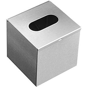 JunSun Square Tissue Box Cover Tissue Box Holder Napkin Holder Tissue Cube Box Decorative Holder For Bathroom Bedroom Office Dresser Nightstand Desk Tabletop 5"X 5" X 5"-Stainless Steel Brushed Nickel