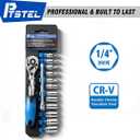 14 Pieces Socket Wrench Kit, 1/4 Drive Socket Set with 72 Teeth Release Ratchet Wrench and Extension Bar, CR-V Sockets