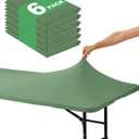 KeyWave Fitted Tablecloth Rectangle Table Cloths - 6 Pack 6 Foot Elastic Stretch Folding Table Top Cover Water-Resistant Reusable for Outdoor Picnic Camping Party Event, Sage Green, 72" L x 30" W
