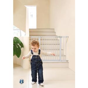 44.72"-46.89" Baby and Pet Safety Gate, 30" Tall Metal Walk-Thru Gate for Doorways & Stairs, Easy One-Hand Open, Dual Lock, Extensions & Wall Mounts Included (Gray, 29"-46" W x 30.5“H)