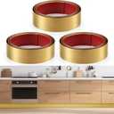 3 Pack 8 x 34 Inch Stainless Steel Kick Plate for Protection Decoration DIY Self Adhesive Metal Kick Plates for Interior or Exterior Wall Kitchen Cupboard Dishwasher(Gold)