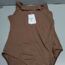 MANGOPOP Women's Mock Turtle Neck Sleeveless Tank Tops Bodysuit Leotard Clothing (Brown, M)