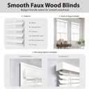 DEZ FURNISHINGS Cordless 2" Signature Smooth Faux Wood Blind, 57" W x 72" H, Smooth White, 56.5"W x 72"H
