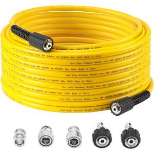 Tool Daily Pressure Washer Hose 100 FT X 1/4", Power Washer Replacement Extension Hose with M22 14mm Fitting, Kink Resistant,3/8" Quick Connect Kit For Gas & Electric Pressure Washer, 3600 PSI
