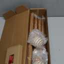 Wood Curtain Rods for Windows 66 to 120 Inches, TONIAL 1'' Adjustable 32-120 Inch Long Drapery Rod with Wood Grain Leaf Pattern Finials, Boho Decorative Style for Living Room, Bedroom, Outdoor, Brown