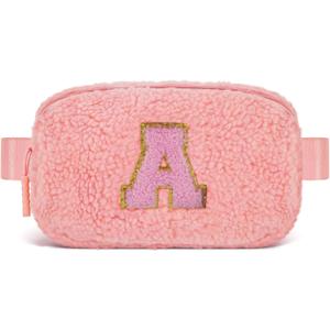 2 x Uygafly Belt Bag with Initials,Fanny Packs Crossbody Bags for Women Girls Kids,Birthday Graduation Gifts for 5 6 7 8 9 10 11 12 13 14 15 16 Year Old Girl,Trendy Cute Purse Stuff - A,Peach