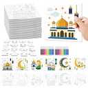 Fennoral 24 Pack Ramadan Craft Kit for Kids Color You Own Ramadan Jigsaw Puzzle DIY Coloring Art and Craft for Classroom Art Activity Eid Mubarak Ramadan Party Favor Supplies