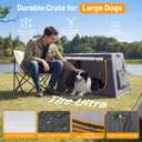 43 Inch Collapsible Travel Dog Crate for Medium Large Dogs, Portable Travel Kennel with Storage Pocket, Mesh Windows for Indoor & Outdoor Travel, 43.3 L x 24 W x 16.14 H, Dark Grey