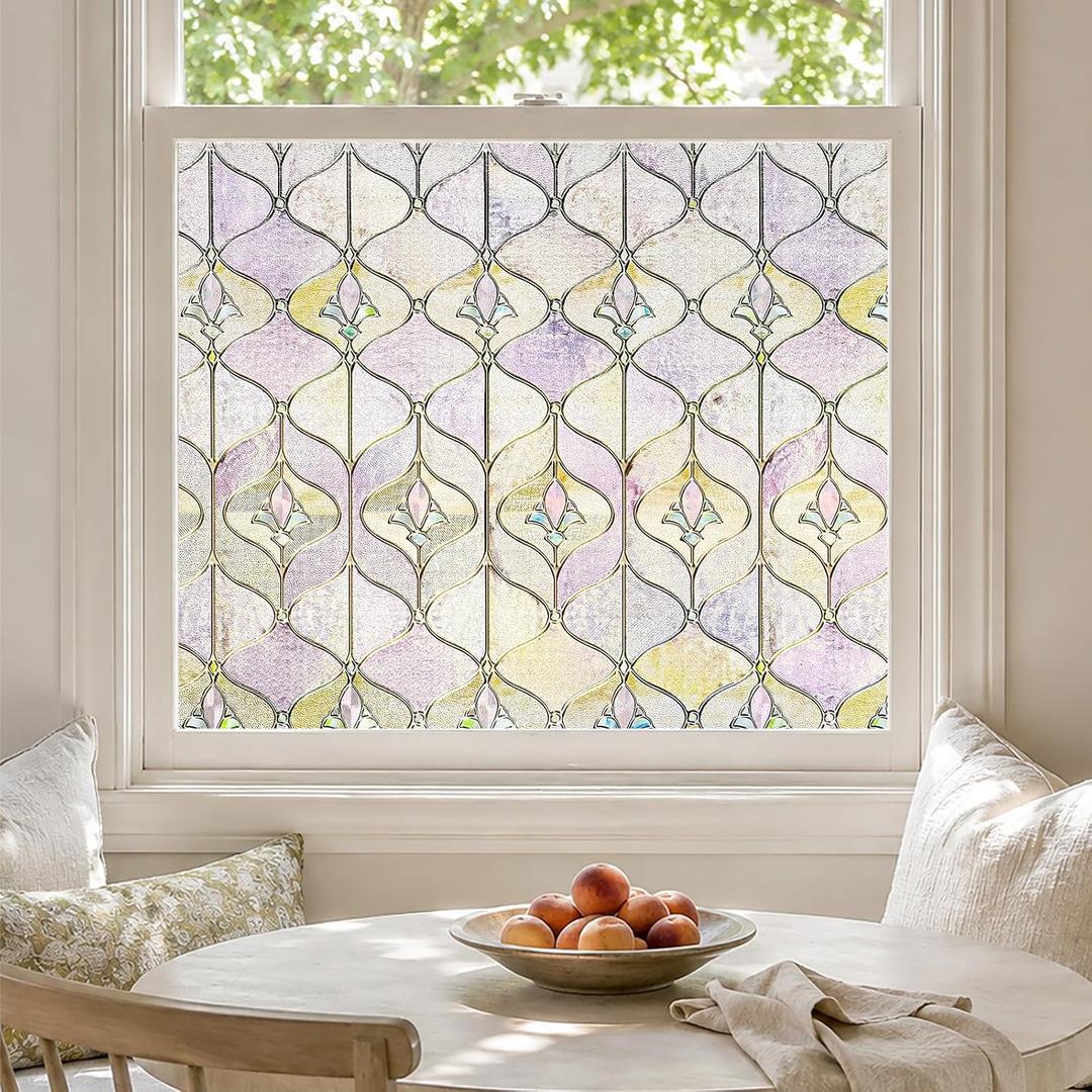 Window Privacy Film, 3D Stained Glass Window Film, 23.6x35.4in