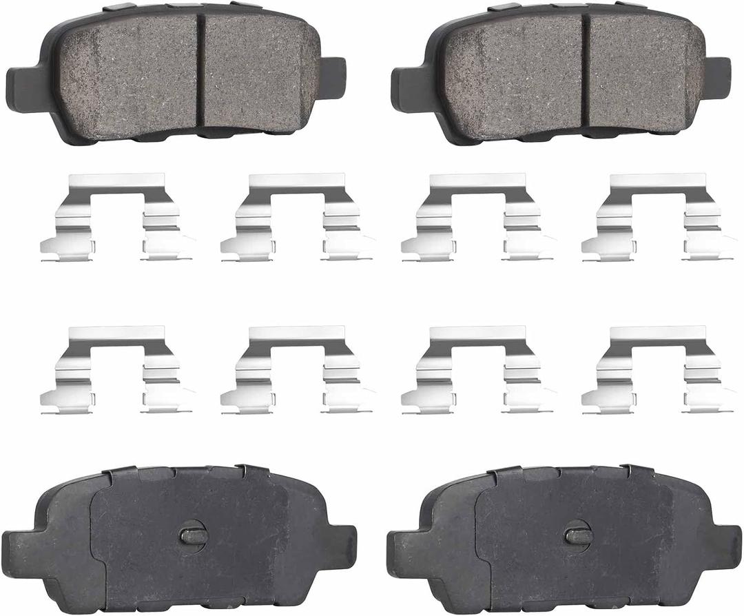 ILONPA Rear Ceramic Disc Brake Pads Set for EX35 37 FX35 G25 G37 JX35 M35h M37 Q40 50 60 70 QX50 60 70; for Nissan Altima Sentra Pathfinder 350Z 370Z Juke LEAF Maxima Murano 4PCS(With Hardware)