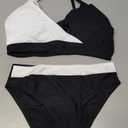 Girls Swimsuit V Neck Bikini Set Color Block with Cover Up 3Pcs Bathing Suits, 11-12Y
