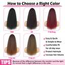 Long Yaki Straight Ponytail Extension for Black Women 20 Inch Natural Black Wrap Around Magic Paste Synthetic Clip in Ponytail Thick Kinky Straight Hair Pony Tail for Daily Use (1B)