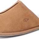 OOW Mens Slippers Genuine Suede House Slippers for Men Cozy Fuzzy Memory Foam Shoes Outdoor Non-Slip Fall Winter Footwear (9, Chestnut)