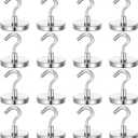 E BAVITE Heavy Duty Magnetic Hooks,118 LBS Strong Neodymium Magnet Hook for Home, Kitchen, Workplace, Office and Garage, 32mm(1.26inch) in Diameter - Pack of 16