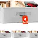 Criusia 4 Pack Large Closet Shelf Organizer Bins with Handles - Fabric Trapezoid Storage Baskets for Clothes, Towel, Blanket, Purse, Hats (Grey)