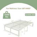 VYM 14 Inch Queen Bed Frame, Steel Support, Anti-Slip, Easy Assembly, White