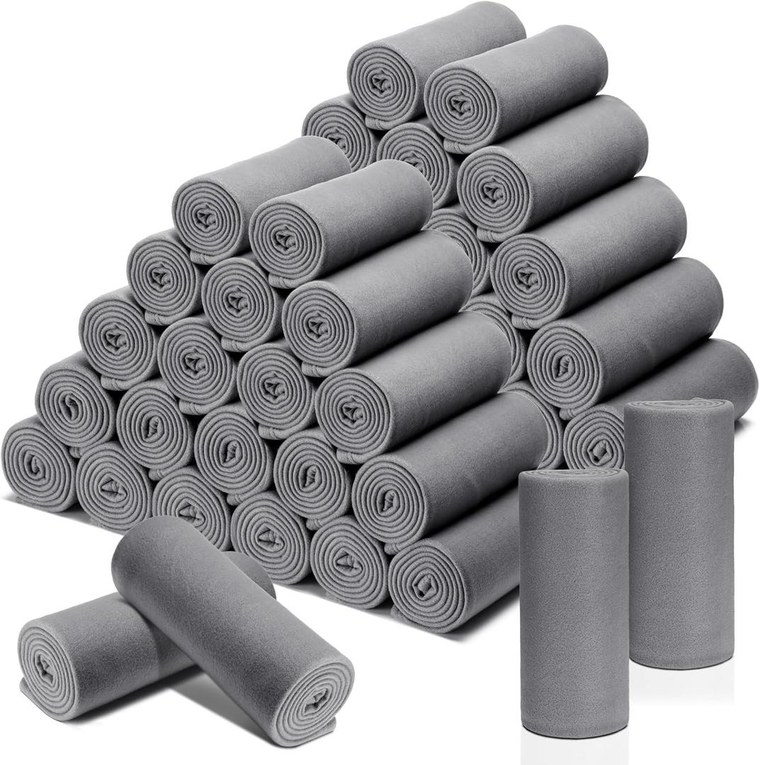 Macarrie 50 Pcs Soft Fleece Blankets Bulk Cozy Fleece Throw Blankets 50 x 60 Inches Warm Lightweight for Home Office Wedding Gifts Outdoor Camping Travel Homeless (Gray)