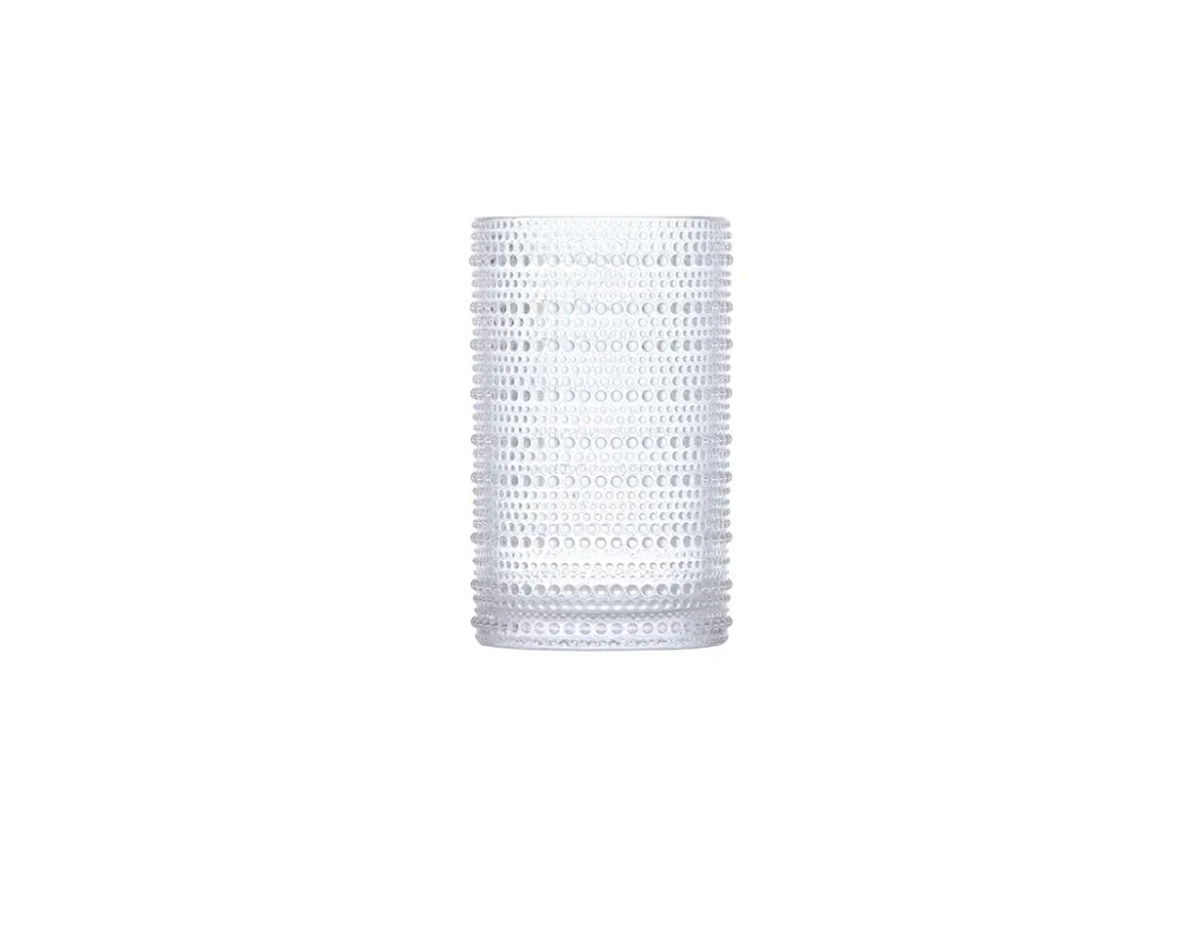 Fortessa Jupiter Beaded Hobnail Glass, 13 Ounce Iced Beverage (Set of 4), Clear