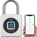 eLinkSmart Fingerprint Gym Locker Lock, Keyless Biometric Padlock, Weatherproof Electronic Digital Bluetooth App Smart Combo Pad Lock for Outdoor Fence Gate School Locker Storage Shed Pool - Silver
