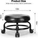 Low Height Rolling Stool Low Roller Stool PU Leather Comfortable Chair, Modern Low Rolling Stool for Home Office Garage Shop