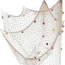 Rosoz Nature Fish Net Wall Decoration with Shells, Ocean Themed Wall Hangings Fishing Net Party Decor for Pirate Party,Wedding,Photographing Decoration