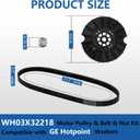 OEM WH03X32218 Washer Motor Pulley & Belt & Nut Set Compatible with GE Hotpoint, Replacement Part WH07X24695 WH39X27601 WH49X25378 AP7034989 PS16619249 EAP16619249