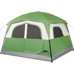 Happy Travel Tent 6 Person Tents for Camping, Waterproof Easy Setup Camping Tent with Rainfly, Portable Large Family Cabin Tent with 5 Large Mesh Windows and Carry Bag for Outdoor Camping & Hiking