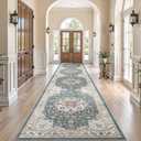 Vintage Hallway Runner Rug 3x12: Large Soft Washable Entryway for Kitchen Laundry Room Non-Slip Backing Runner for Entrance Living Room Bedroom Bathroom - Vintage Blue