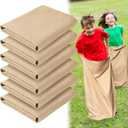  6 Pack Potato Sack Race Bags, Sack Race Bags for Outdoor Sports Games, Outdoor Lawn Games for Adults and Kids, Carnival Easter Party Birthday (Brown)