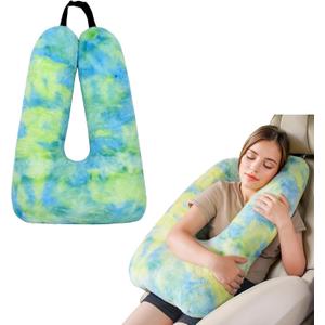 Shoulder Wrap for Family Multi-Purpose Neck Pillow, Travel Companion,Travelling Sleeping Pillow for Car, Train, Bus and Home Use (Tie Dye/Green)