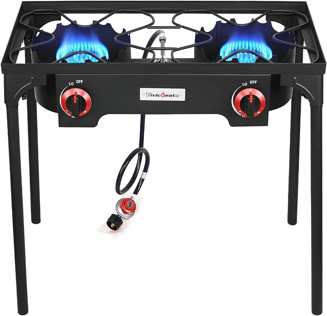 Vivicreate Propane Gas 20 PSIG high pressure regulator outdoor camping camp garden BBQ grill stove burner (double burner stove)