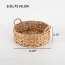 Round Water Hyacinth Storage Baskets for Organizing Round Wicker Basket with Double Handles-Wicker Baskets for Shelves