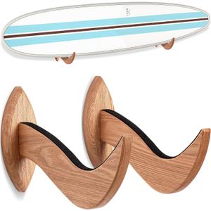 Hang 11 Surfboard Wall Mount - Surf Board Wall Hangers, Surfboard Mount, Beautiful Sustainable Wooden Rack, Perfect to Display Your Board, Surf Racks, Horizontal Hanger, Surfing Accessories (Clear)