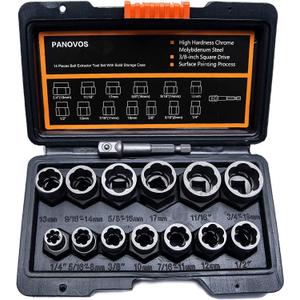 Screw Bolt Nuts Extractor Socket Set, 14 Pieces Impact Bolt & Nut Remover Set, Stripped Lug Nut Remover, Extraction Set for Removing Damaged, Frozen, Rusted, Rounded-Off Bolts, Nuts & Screws