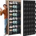 Windyun 40 Large over the Door Hanging Shoe Organizer Black Mesh Pockets Shoe Rack for Closet Behind Door Hanger Storage Holder Nonslip for Cruise Essentials, Dorm Room Storage, Utility Room