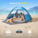 Venustas Beach Tent Sun Shelter for 3 Person, UPF 50+ UV Protection Beach Canopy, Lightweight and Easy Setup Cabana, Portable Shade Tent Sky Blue, 3 Person