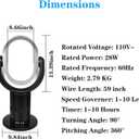 Simple Deluxe Medium size portable bladeless fan, small table fan, 10 speeds settings, 10-hour timing closure bladeless fan, stylish and modern fan, low noise, lightweight,24 inch Black