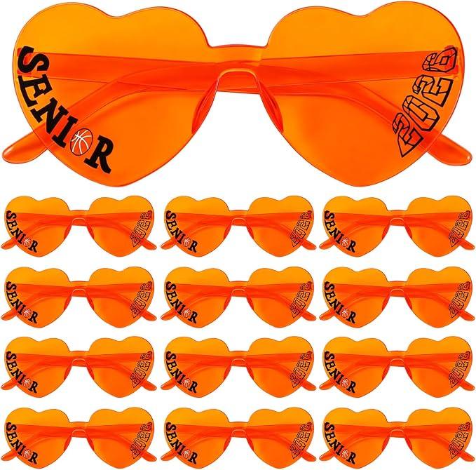Kingdder 24 Sets Senior Year Gift Senior 2026 Graduation Heart Shaped Sunglasses Graduation Photo Props Gift(Basketball)