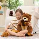 MaoGoLan 4Pcs Beaver Stuffed Animals with Three Babies Inside,17.7" Fluffy Giant Beaver Plush Gift,Funny Beave Plushie Woodland Toys for Kids,Teens,Baby Shower,Christmas