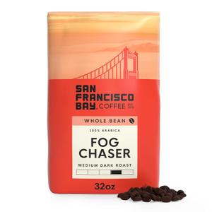 San Francisco Bay Coffee - Medium-Dark Roast Whole Bean Coffee - Fog Chaser (2 lb bag) (EXP 07/15/26)