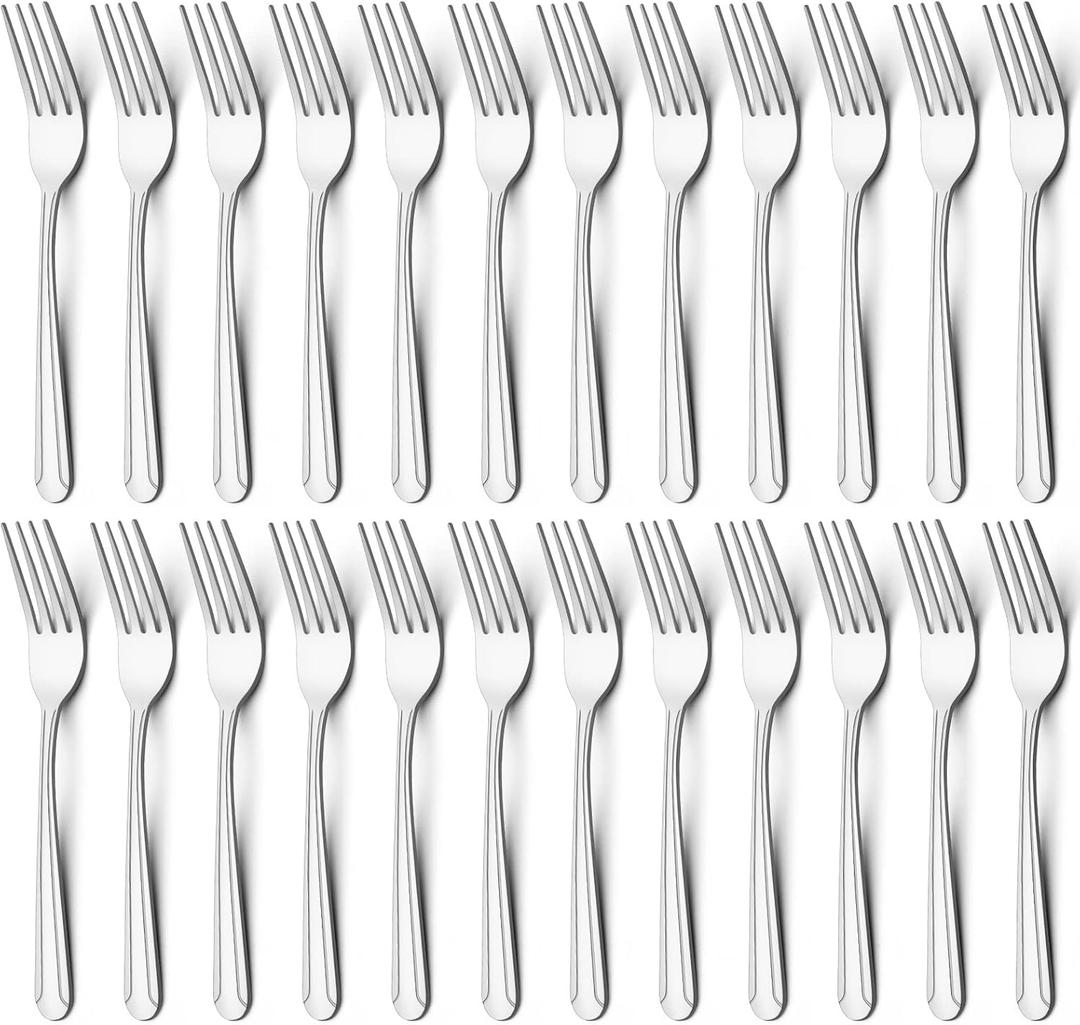 BEWOS 24 Pieces Dinner Forks Set, 8.2-Inch Stainless Steel Forks Silverware, Flatware Salad Forks for Home, Kitchen or Restaurant - Mirror Polished, Dishwasher Safe