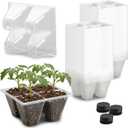 RooTrimmer 80 Pack Reusable 4-Cell Clear Seed Starter Trays - Extra Large Drainage Holes, Easy Transplant, Clear Transparent Tray for Root Observation, Seed Starting, Fits Standard 1020 Flats