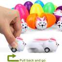 12PCS Easter Eggs Filled with Pull Back Car Toys, Easter Basket Stuffer for Toddler Boy Girl, Plastic Easter Eggs Filler Easter Gift for Kids, Goodie Bag Fillers, Easter Egg Hunt Party Favor
