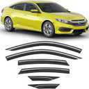 6-pcs Low-Profile Window Rain Guard for Honda Civic Sedan 4dr 2016-2021 Side Window Visors Extra-Thick Vent Visor LX Sport Touring EX-L Window Deflectors Vent Shades Car Accessories