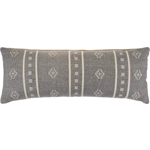 LR Home 14x36 inches Geometric Lumbar Throw Pillow Covers for Home Decor | Traditional Farmhouse Boho Cushion Covers for Throw Pillows | Perfect for Living Room Couch & Bedroom | FrostGray/Cream (36" x 14" (Pack of 1))