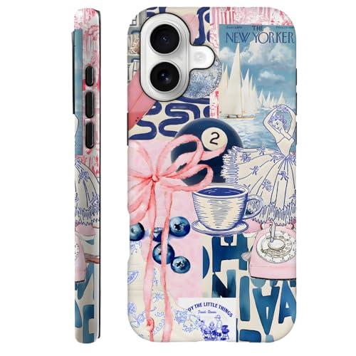 TnXee Case Compatible with iPhone 17,Fall Prevention Hybrid 2-Layer Hard Shell Phone Cover for Girls Boys,Coffee Dance Collage