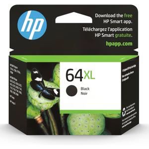 HP 64XL Black High-yield Ink Cartridge | Works with HP ENVY Inspire 7950e; ENVY Photo 6200, 7100, 7800; Tango Series | Eligible for Instant Ink | N9J92AN