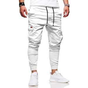 HUNGSON Men's Slim Fit Casual Cargo Pants with Drawstring Long Pants (34, 2025 White)