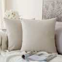 MIULEE Pack of 2 Velvet Soft Solid Decorative Square Throw Pillow Covers Set Christmas Cushion Cases Pillowcases for Spring Couch Sofa Bedroom Car 18x18 inch 45x45cm (Cream White)
