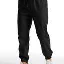 YAXHWIV Men's Casual Joggers Pants Cotton Drawstring Twill Cargo Pants Lightweight Tapered Track Jogging Sweatpants (Black, M)